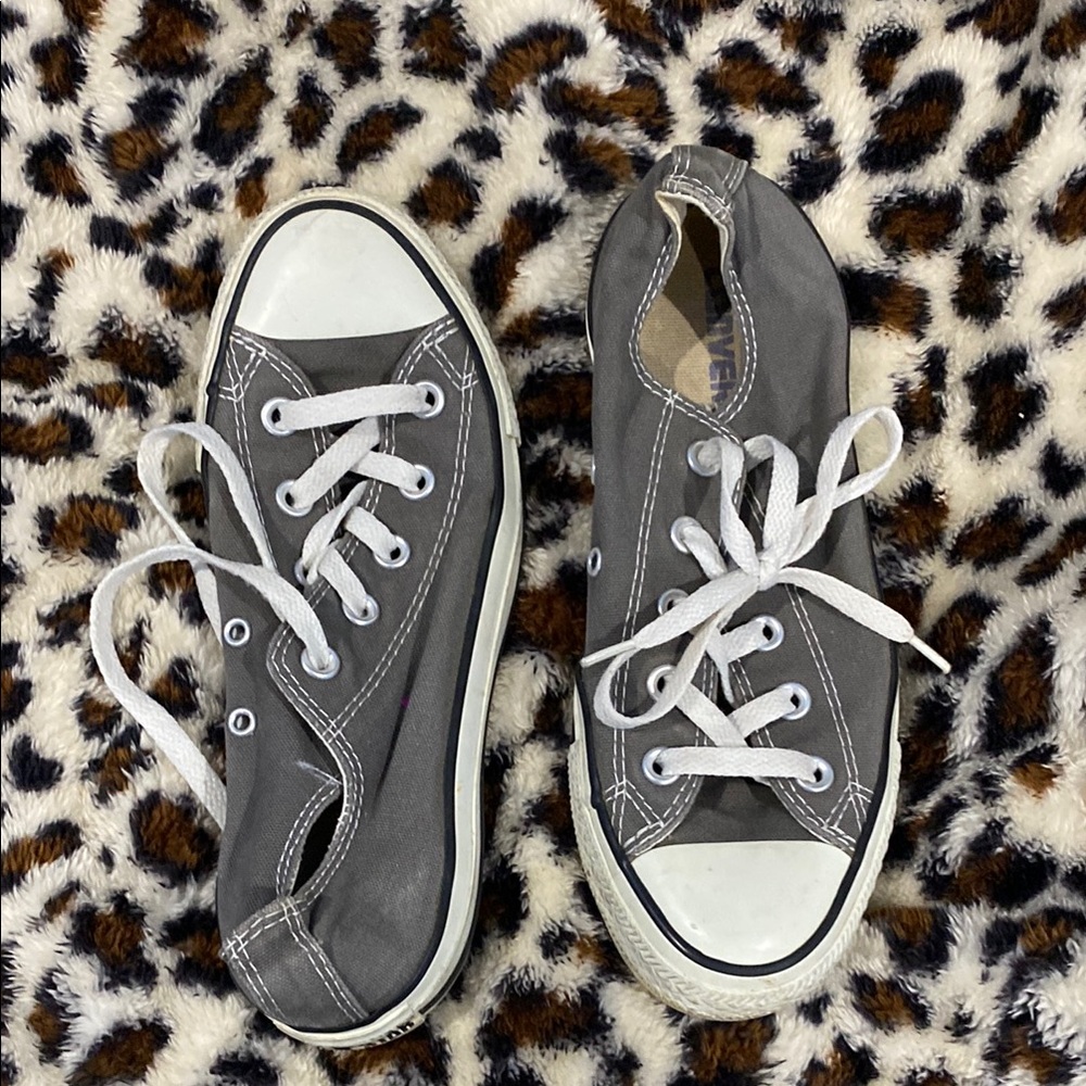 Gray Canvas Sneakers with White Laces